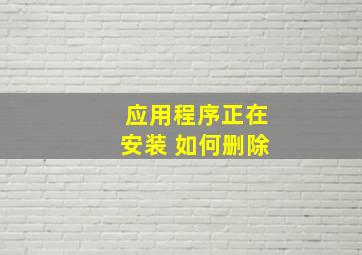 应用程序正在安装 如何删除